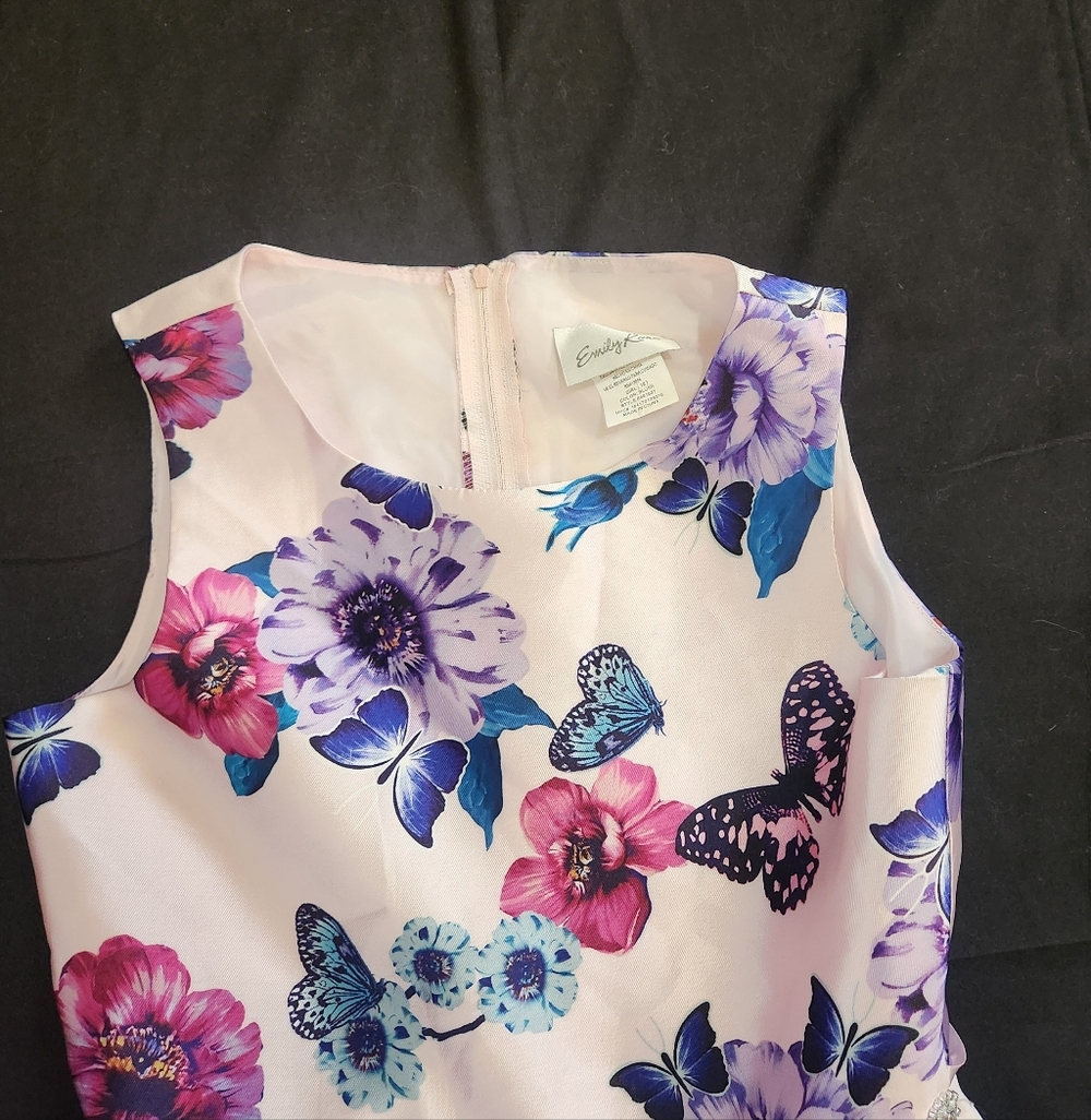 Emily Rose Floral and Butterfly Dress in Purple and Blue Size 16 Girls - Picture 2 of 7